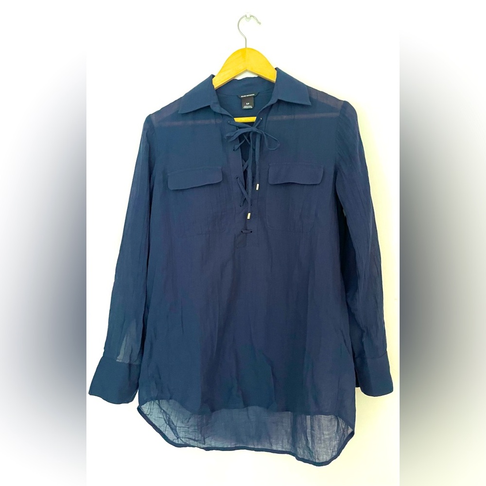 club monaco Navy Blue Long Sleeve Blouse cotton top